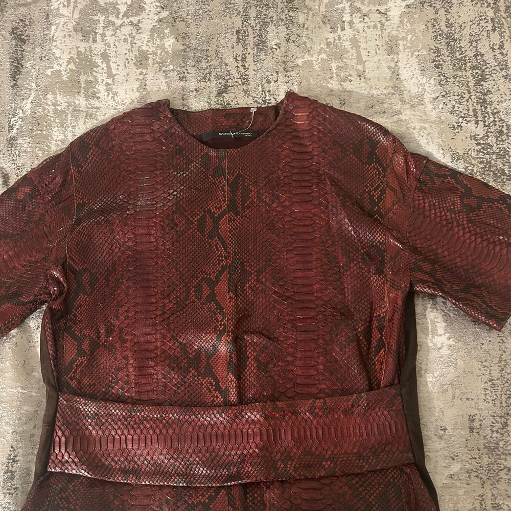 Maurizio Pecoraro Burgundy Snake Print Tunic